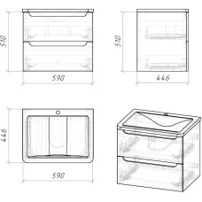 Комплект мебели белый глянец 60 см Grossman Адель 106006 + 4627173210225 + 206004