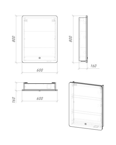 Комплект мебели белый глянец 60 см Grossman Адель 106006 + 4627173210225 + 206004