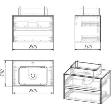 Комплект мебели светлый цемент 80 см Grossman Эдванс 108010 + GR-3020 + 208007