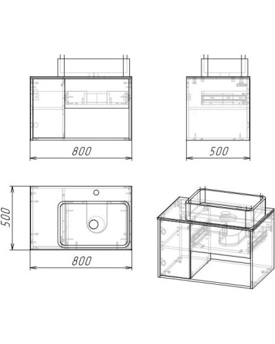 Комплект мебели дуб веллингтон/бетон 80 см Grossman Бруно 108008 + GR-3016 + 205506