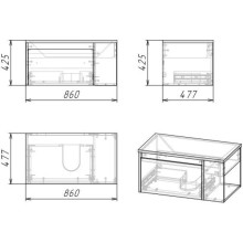 Комплект мебели дуб веллингтон 86 см Grossman Тенза 108503 + Y18298 + 208501