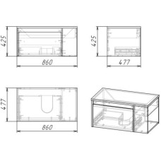 Комплект мебели дуб веллингтон 86 см Grossman Тенза 108503 + Y18298 + 208501