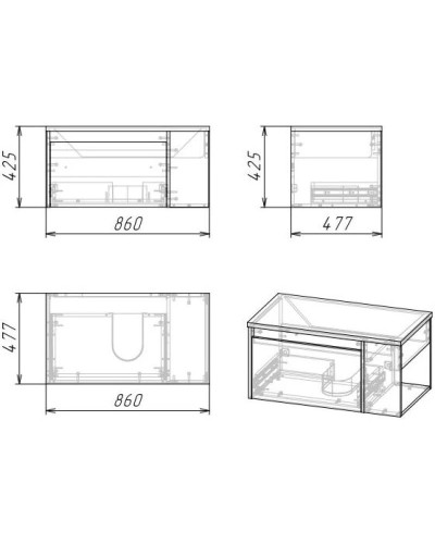 Комплект мебели дуб веллингтон 86 см Grossman Тенза 108503 + Y18298 + 208501