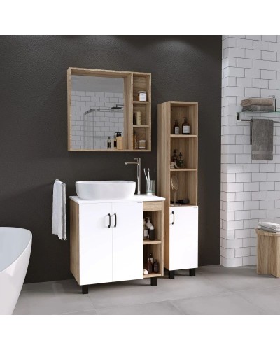 Комплект мебели дуб сонома/белый матовый 77 см Grossman Флай 108001 + 508001 + GR-3020 + 206001