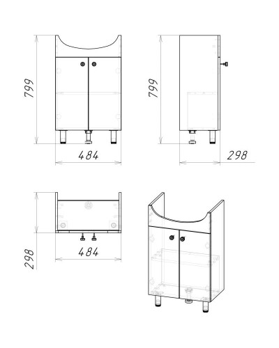 Комплект мебели белый глянец 51 см Grossman Крит-Эко 105005 + 659 + 205002