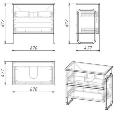 Комплект мебели дуб сонома/черный 87 см Grossman Солис 108501 + Y18298 + 209001