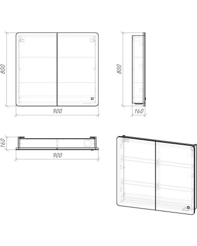 Комплект мебели белый глянец 90,1 см Grossman Адель 109004 + 4627173210256 + 209004