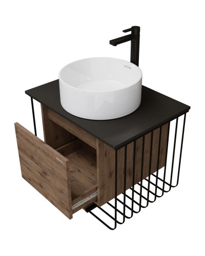 Комплект мебели дуб веллингтон/черный матовый 70 см Grossman Винтаж 107007 + GR-3013 + 97070