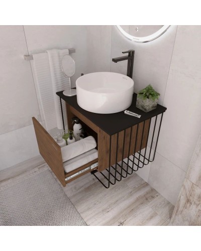 Комплект мебели дуб веллингтон/черный матовый 70 см Grossman Винтаж 107007 + GR-3013 + 97070