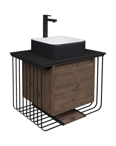 Комплект мебели дуб веллингтон/черный матовый 70 см Grossman Винтаж 107007 + GR4042BW + 97070