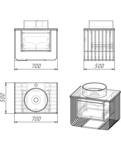 Комплект мебели дуб веллингтон/черный матовый 70 см Grossman Винтаж 107007 + GR-4043BW + 97070