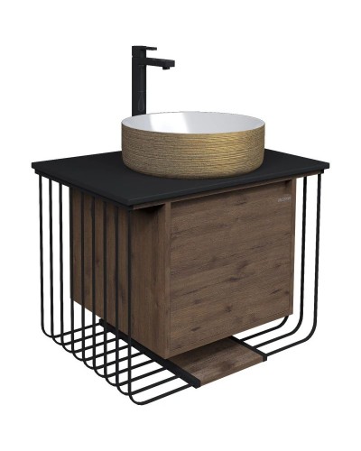 Комплект мебели дуб веллингтон/черный матовый 70 см Grossman Винтаж 107007 + GR-5010GW + 97070