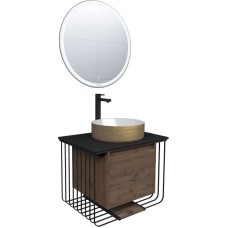 Комплект мебели дуб веллингтон/черный матовый 70 см Grossman Винтаж 107007 + GR-5010GW + 97070