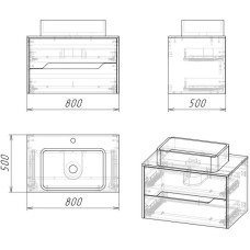 Комплект мебели дуб винтаж/графит 80 см Grossman Лайф 108015 + GR-3016 + 208008