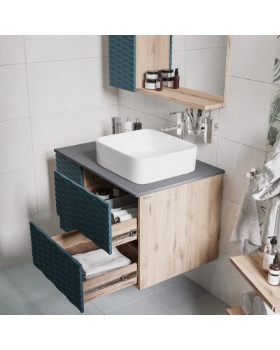 Комплект мебели дуб веллингтон/бриз матовый 80 см Grossman Альба 108012 + GR-3016 + 208005