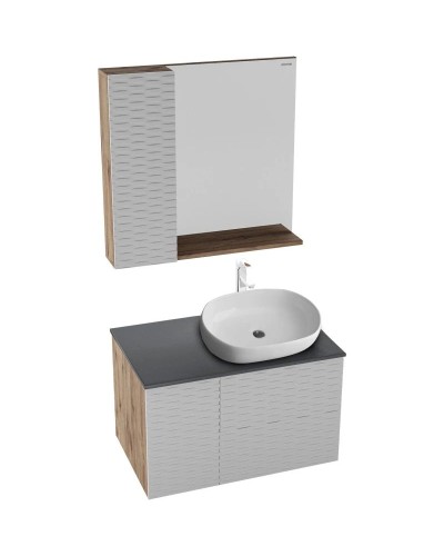 Комплект мебели дуб веллингтон/белый матовый 80 см Grossman Альба 108011 + GR-3015 + 208006