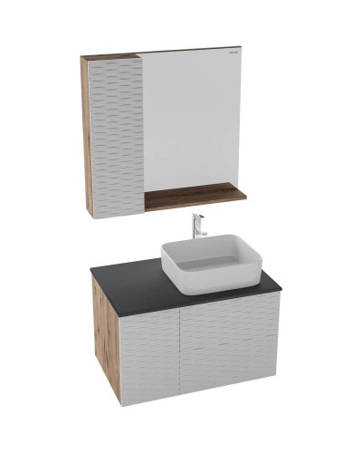 Комплект мебели дуб веллингтон/белый матовый 80 см Grossman Альба 108011 + GR-3016 + 208006