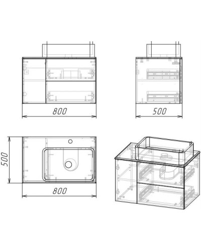 Комплект мебели дуб веллингтон/белый матовый 80 см Grossman Альба 108011 + GR-3016 + 208006