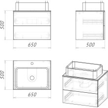 Комплект мебели дуб веллингтон/бриз матовый 65 см Grossman Альба 106502 + GR-3016 + 206502