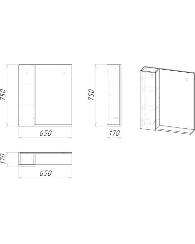 Комплект мебели дуб веллингтон/бриз матовый 65 см Grossman Альба 106502 + GR-3020 + 206502