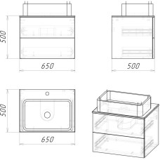 Комплект мебели дуб веллингтон/бриз матовый 65 см Grossman Альба 106502 + GR-3020 + 206502