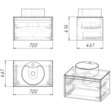 Комплект мебели дуб веллингтон/графит 70 см Grossman Смарт 107009 + GR-3012 + 207005