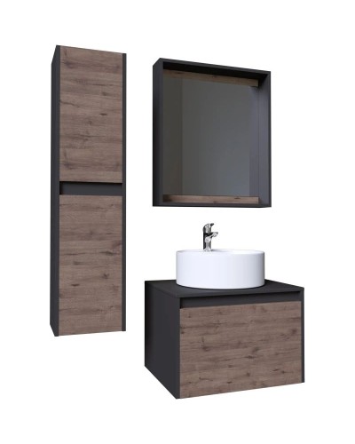 Комплект мебели дуб веллингтон/графит 60 см Grossman Смарт 106009 + GR-3012 + 206007