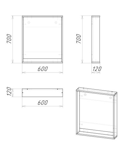 Комплект мебели дуб веллингтон/графит 60 см Grossman Смарт 106009 + GR-3028 + 206007