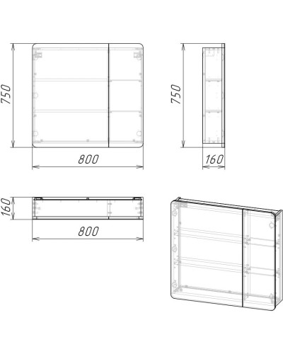 Комплект мебели бетон пайн/графит матовый 80,2 см Grossman Талис 108013 + 4627173210188 + 208009