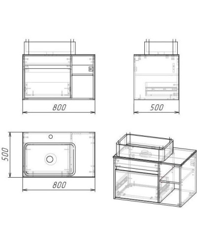 Комплект мебели бетон 80 см Grossman Фалькон 108005 + GR-3016 + 208003