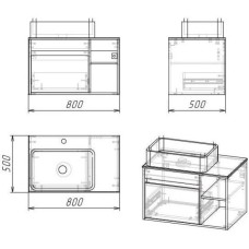 Комплект мебели бетон 80 см Grossman Фалькон 108005 + GR-3020 + 208003