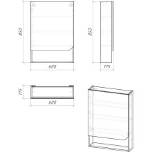 Комплект мебели бетон/белый глянец 61 см Grossman Инлайн 106004 + 16413 + 206002
