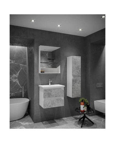 Комплект мебели бетон/белый глянец 61 см Grossman Инлайн 106004 + 16413 + 206002