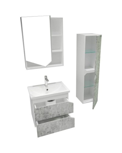 Комплект мебели бетон/белый глянец 61 см Grossman Инлайн 106004 + 16413 + 206002