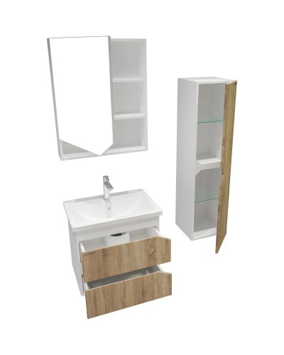 Комплект мебели дуб сонома/белый глянец 61 см Grossman Инлайн 106003 + 16413 + 206002