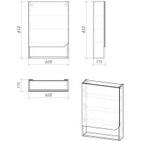 Комплект мебели дуб сонома/белый глянец 61 см Grossman Инлайн 106003 + 16413 + 206002