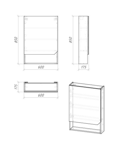 Комплект мебели дуб сонома/белый глянец 61 см Grossman Инлайн 106003 + 16413 + 206002