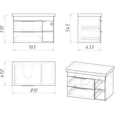 Комплект мебели темный дуб 81 см Grossman Форта 1080042 + 30469 + 2080022