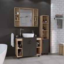 Комплект мебели дуб сонома/серый матовый 97,6 см Grossman Флай 101002 + 501002 + GR-3019 + 201001