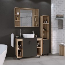 Комплект мебели дуб сонома/серый матовый 97,6 см Grossman Флай 101002 + 501002 + GR-3019 + 201001