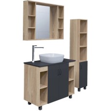 Комплект мебели дуб сонома/серый матовый 97,6 см Grossman Флай 101002 + 501002 + GR-3019 + 201001