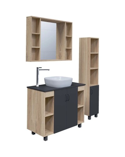 Комплект мебели дуб сонома/серый матовый 97,6 см Grossman Флай 101002 + 501002 + GR-3019 + 201001