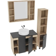 Комплект мебели дуб сонома/серый матовый 97,6 см Grossman Флай 101002 + 501002 + GR-3013 + 201001