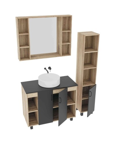 Комплект мебели дуб сонома/серый матовый 97,6 см Grossman Флай 101002 + 501002 + GR-3013 + 201001