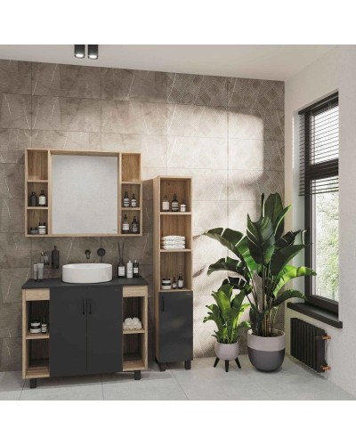 Комплект мебели дуб сонома/серый матовый 97,6 см Grossman Флай 101002 + 501002 + GR-3013 + 201001