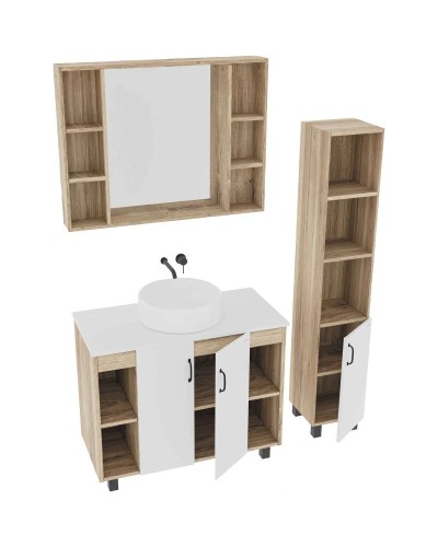 Комплект мебели дуб сонома/белый матовый 97,6 см Grossman Флай 101001 + 501001 + GR-3019 + 201001