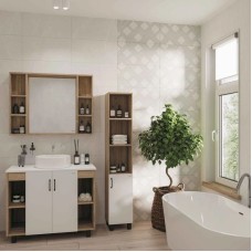 Комплект мебели дуб сонома/белый матовый 97,6 см Grossman Флай 101001 + 501001 + GR-3019 + 201001