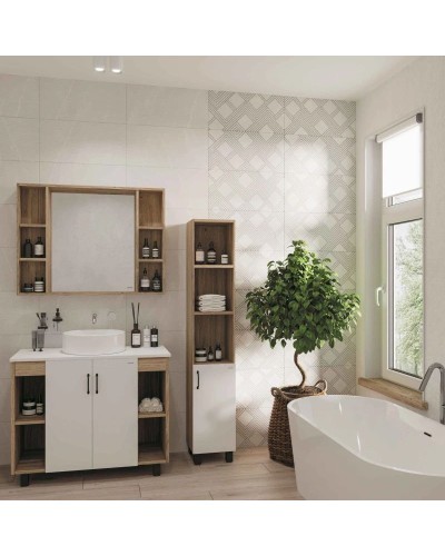 Комплект мебели дуб сонома/белый матовый 97,6 см Grossman Флай 101001 + 501001 + GR-3019 + 201001