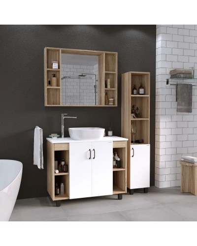 Комплект мебели дуб сонома/белый матовый 97,6 см Grossman Флай 101001 + 501001 + GR-3013 + 201001