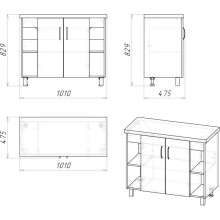 Комплект мебели дуб сонома/белый матовый 97,6 см Grossman Флай 101001 + 501001 + GR-3013 + 201001
